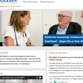 Frontpage of the Kolegea Platform